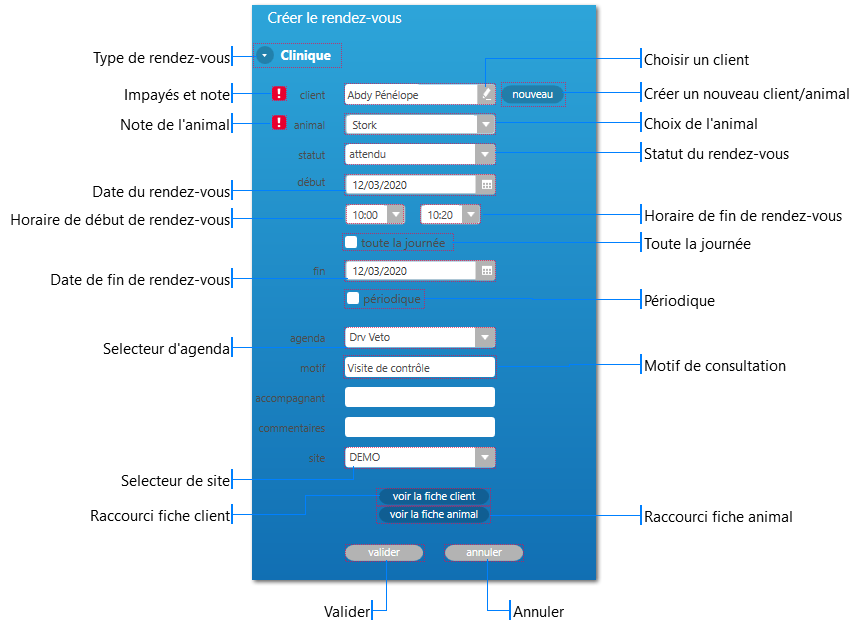 Création / modification de Rendez-vous