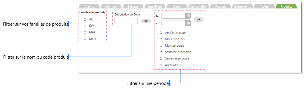 Filtres de recherche