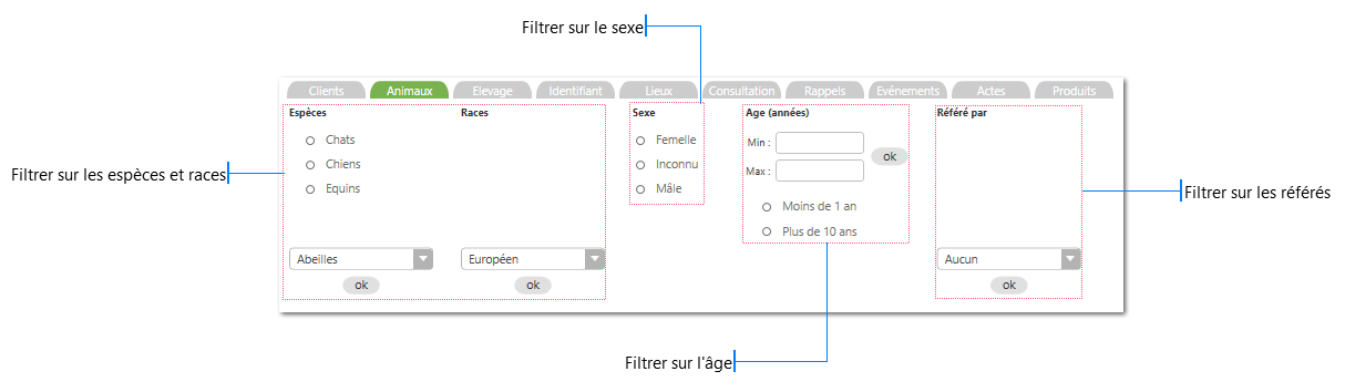 Filtres de recherche