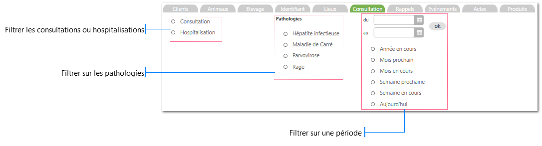 Filtres de recherche