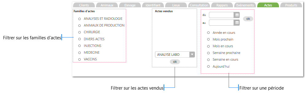 Filtres de recherche