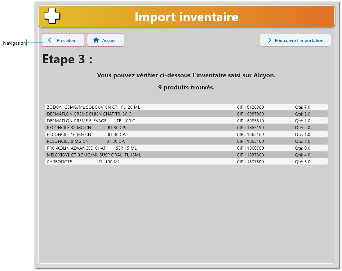 Importer un inventaire