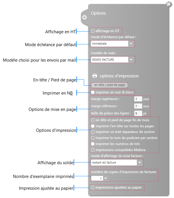 Options de facturation